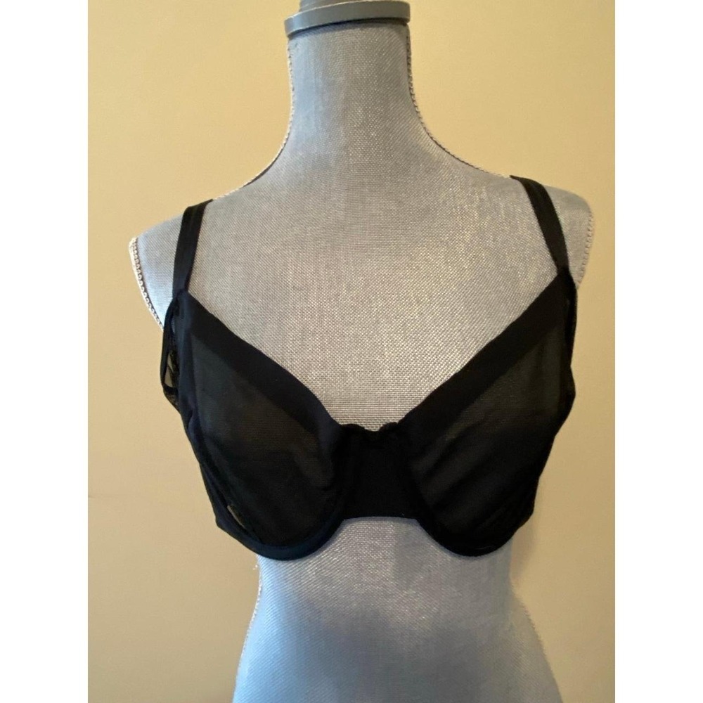 Auden Bra 38D Black Sexy Silky Sheer Underwire s2